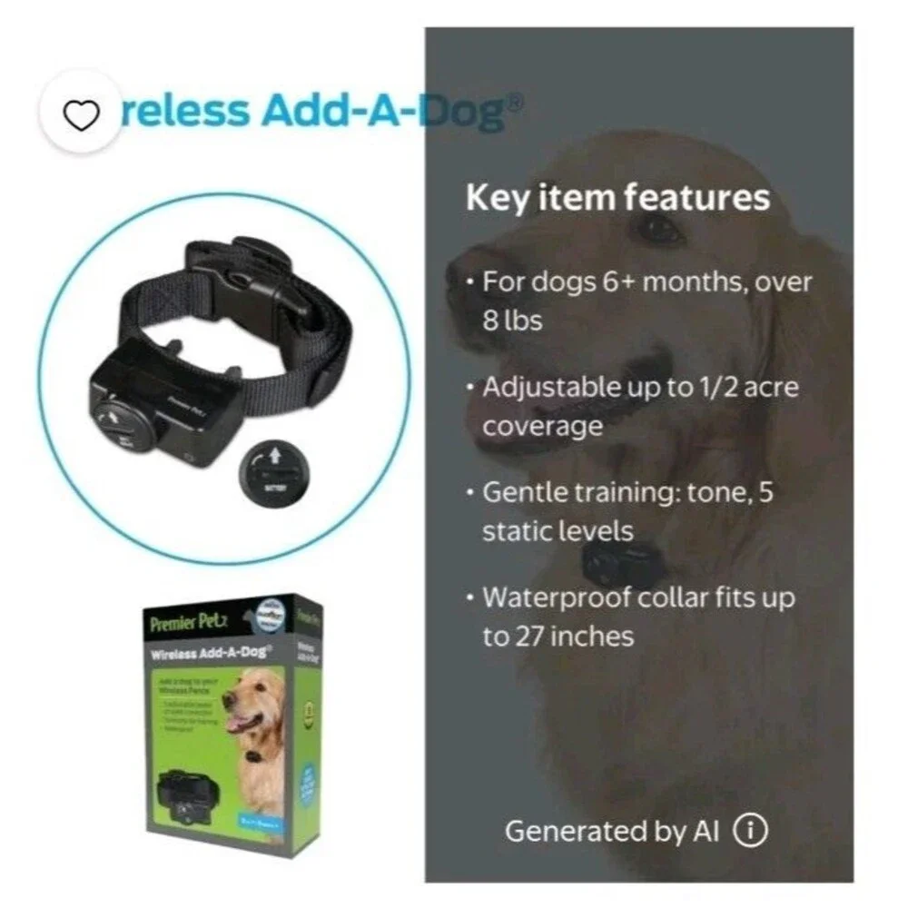 Premier Pet GIF00-16918 Wireless Add-A-Dog Collar 8Lbs+ for Wireless Fence